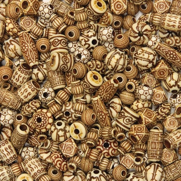 Creativity Street Bone Beads, Mixed Styles, 8oz, Natural/Ast PAC3259